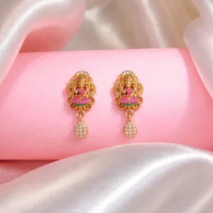 Gold Temple Lakshmi Drop Earrings
