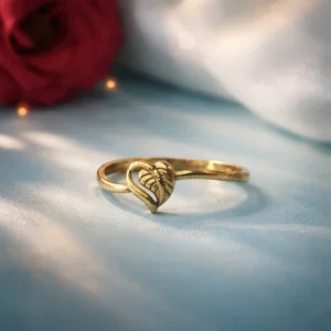 Minimalist Leaf Heart Gold Ring