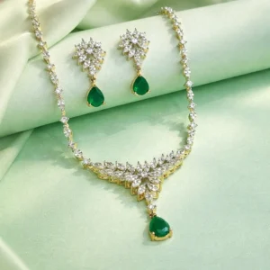 Emerald Bloom Designer Necklace Set