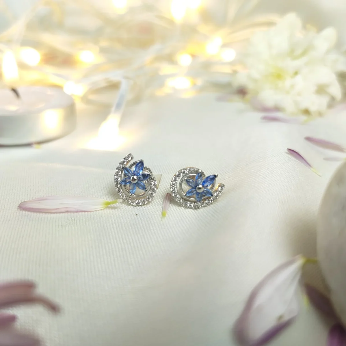 Silver Celestial Heart Stud